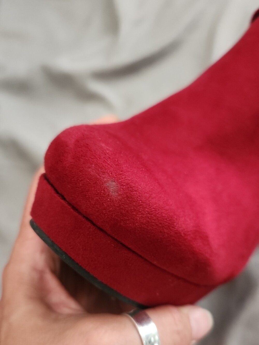 G by Guess Red Suede Studded Ankle Boots - Picture 6 of 9